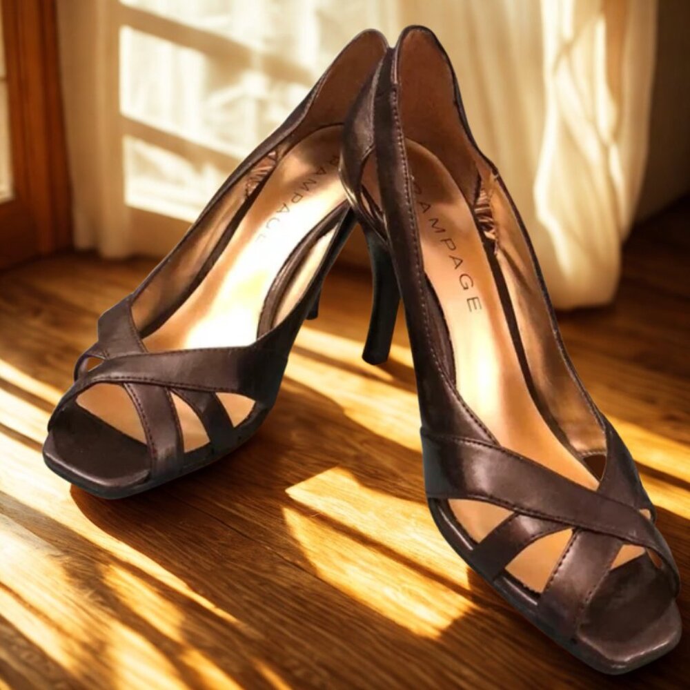 Rampage Bronze Open Toe Pumps